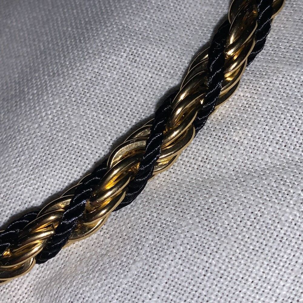 Vintage 80’s Gold and Black Rope Chain‎ Necklace Ser with Matching Clip Earrings - Picture 2 of 11